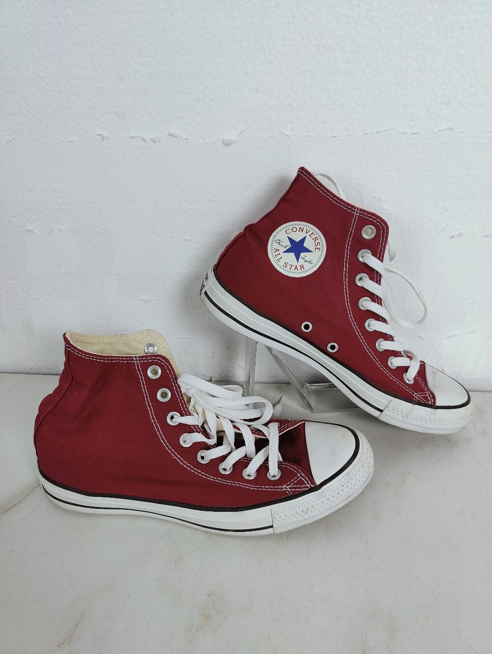 Converse CT All Star High Top Burgundy Canvas Sneakers, 6.5(M) 8.5(W)